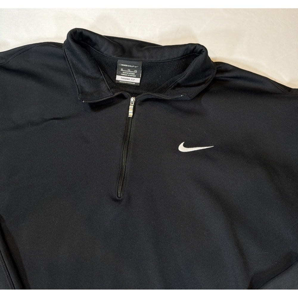 Nike Golf Dri-Fit 1/4 Zip Pullover Black Sweatshirt Mens XL Swoosh Training